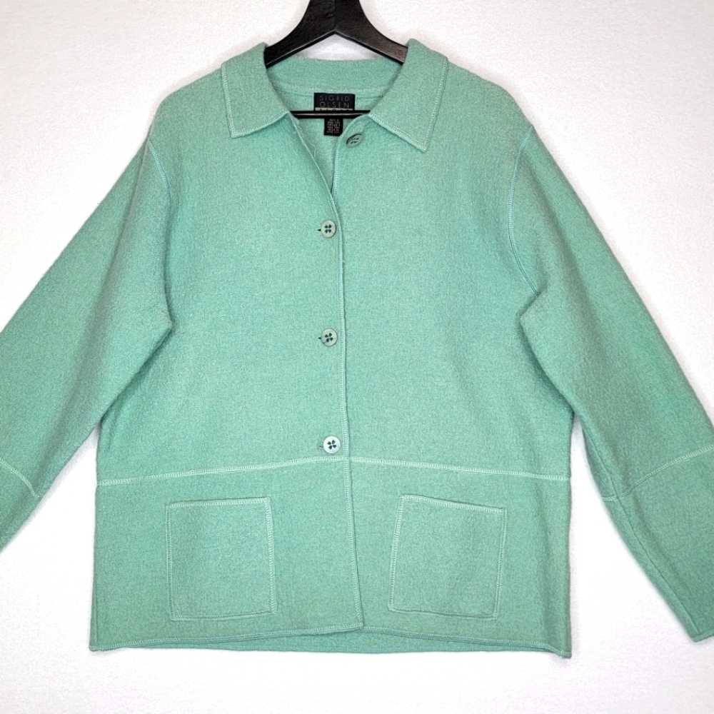 Sigrid Olsen Sport Wool 3-Button Cardigan Sweater Size Large‎ #471